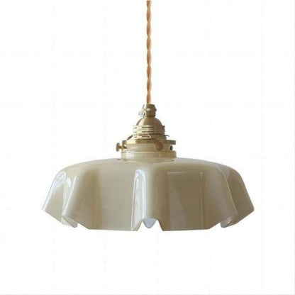 Retro Glass Pendant Light  Cream - Toned Floral Glow with Vintage Elegance