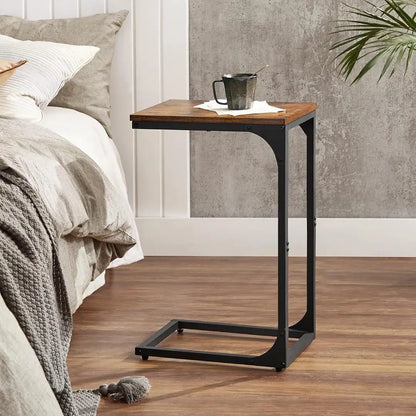 C-Shaped Coffee Table - Sofa Side Table, Bedside Table with Metal Frame