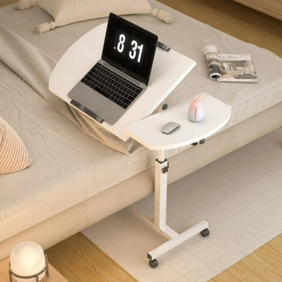 Brevora Adjustable Overbed Table with Wheels - Height and Tilt Adjustable with Double-Board Design