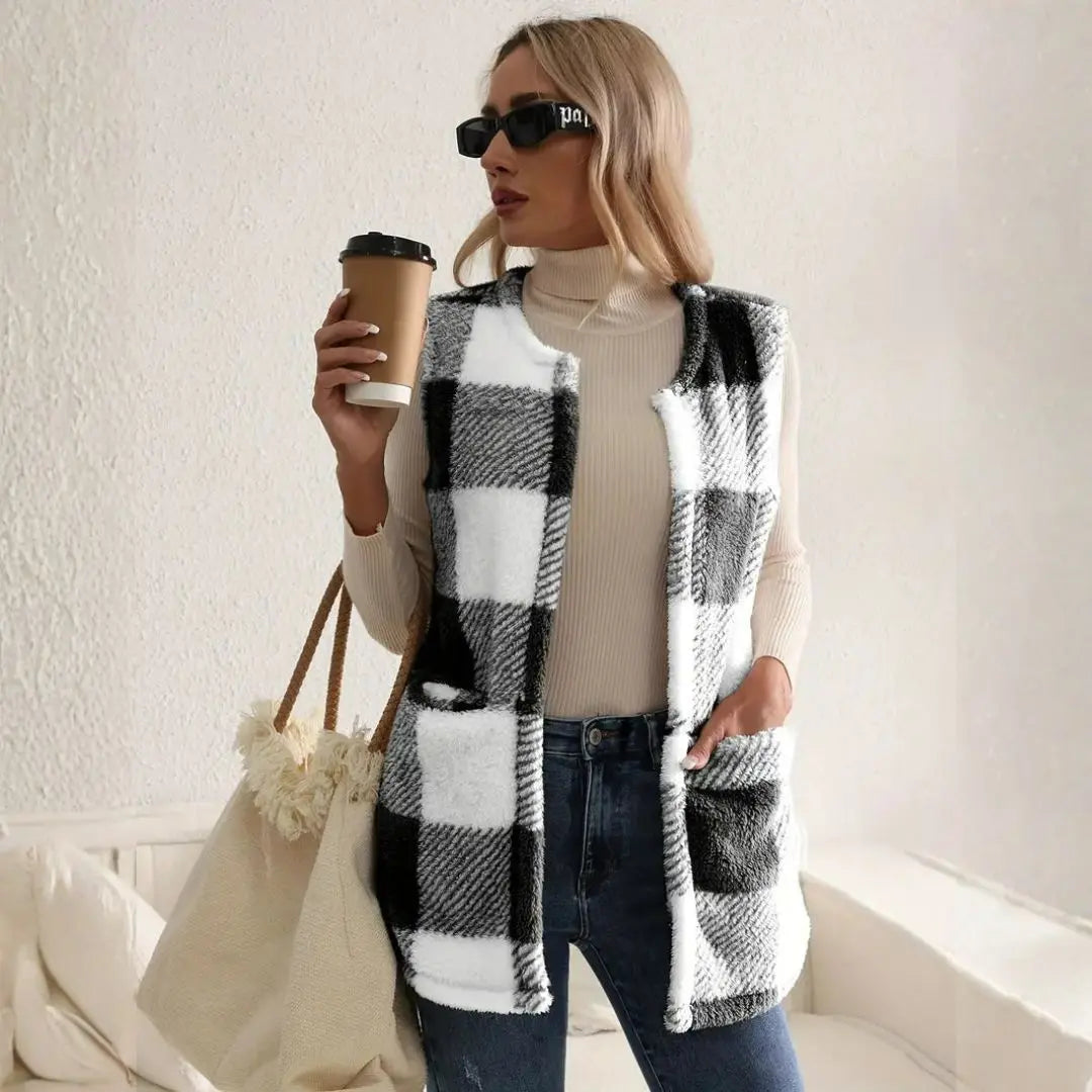 Everette Sherpa Check Vest