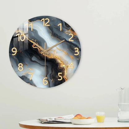Fantasy Inspired Blue and Gold Marble Wall Clock