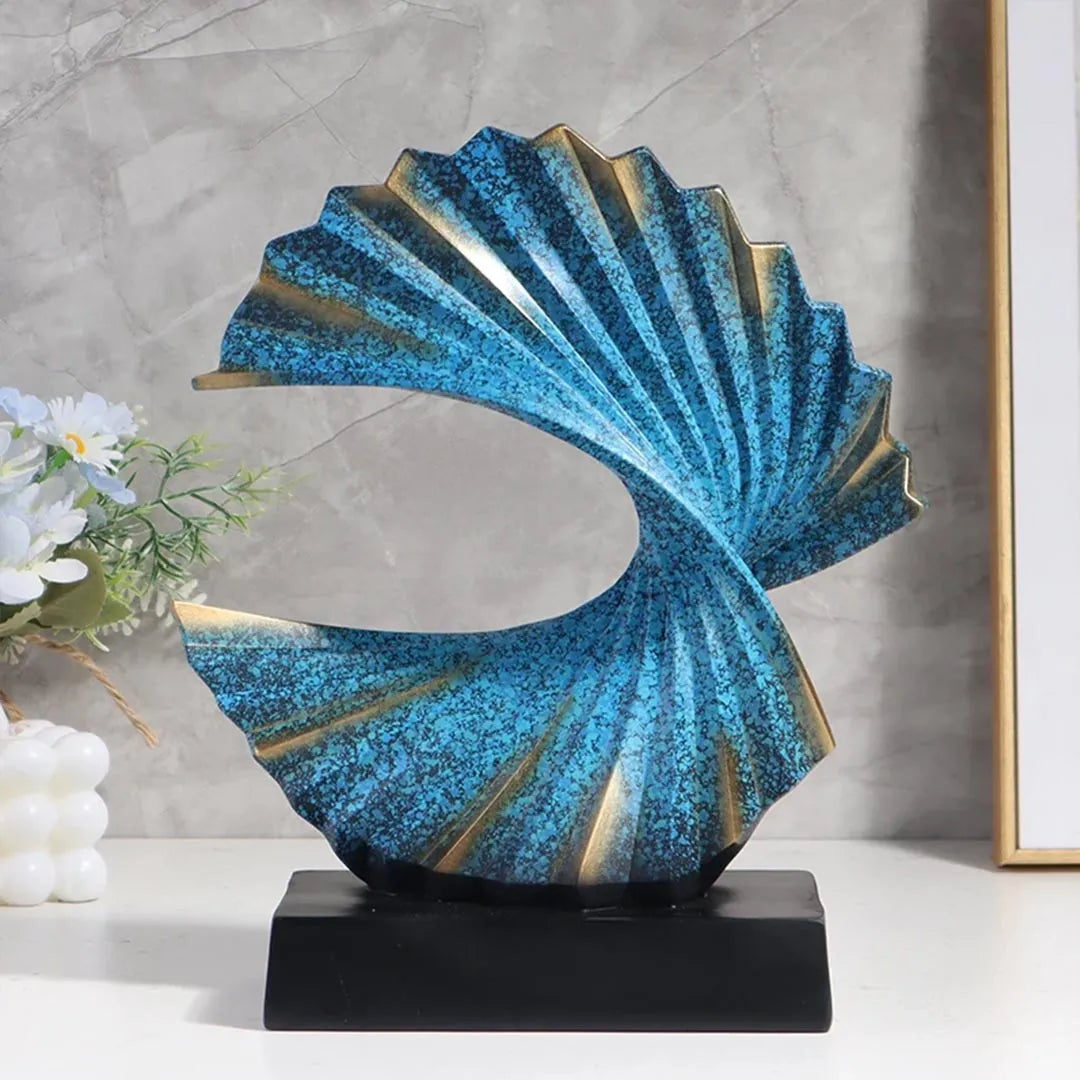 Golden Wave Resin Sculpture - Abstract Modern Art Figurine