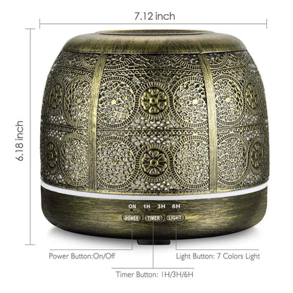 Classic Bronze Style Essential Oil Diffuser - Humidifier with Auto Shut-Off