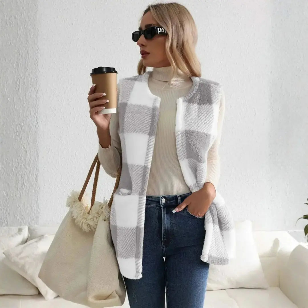 Everette Sherpa Check Vest