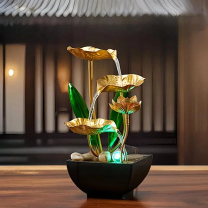 Indoor Tabletop Fountain - Compact Relaxation Fountain with Lights