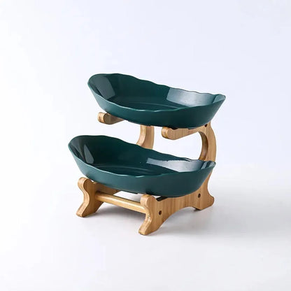 2/3 Tier Wooden Fruit and Vegetable Basket with Wooden Legs