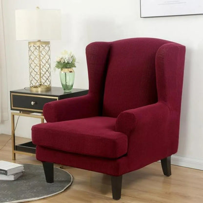 Arivo 2-Piece Water Repellent Wingback Chair Covers - Stretch Plaid Slipcover with Cushion Cover