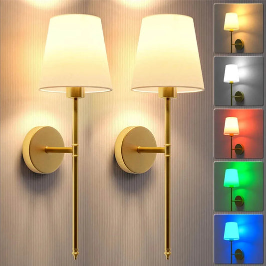 2 Pack Wireless Wall Lights with Remote and RGB Color Modes