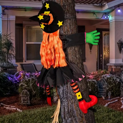 Festive Halloween Tree Climbing Witch for Outdoor Decoration