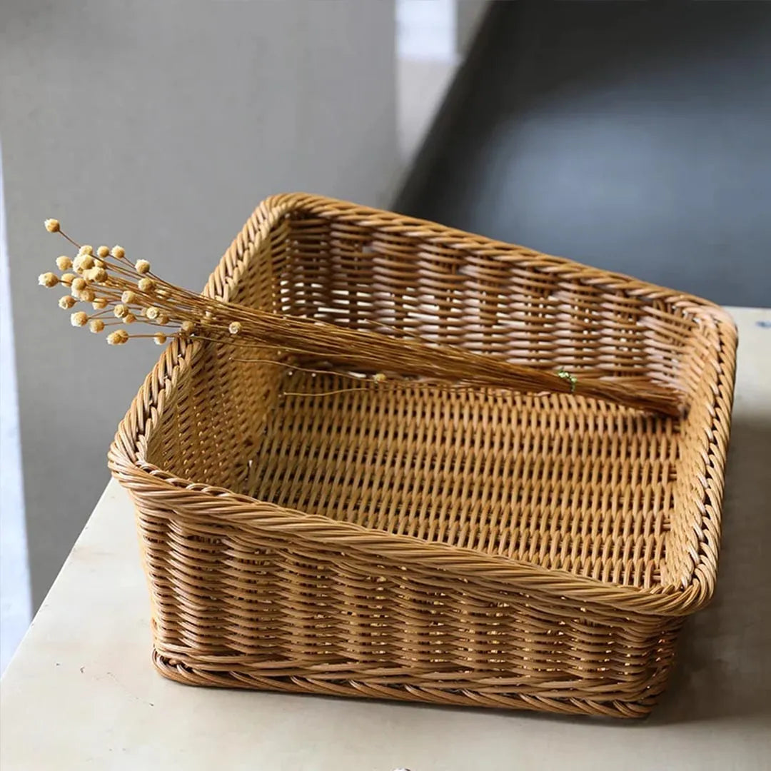 Rectangular Wicker Rattan Serving Tray