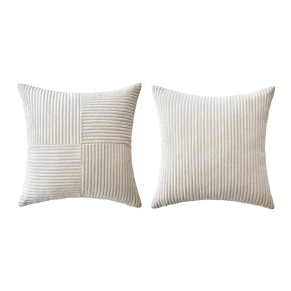 Set of 2 Corduroy Cushion Covers – Soft Striped Pillowcases