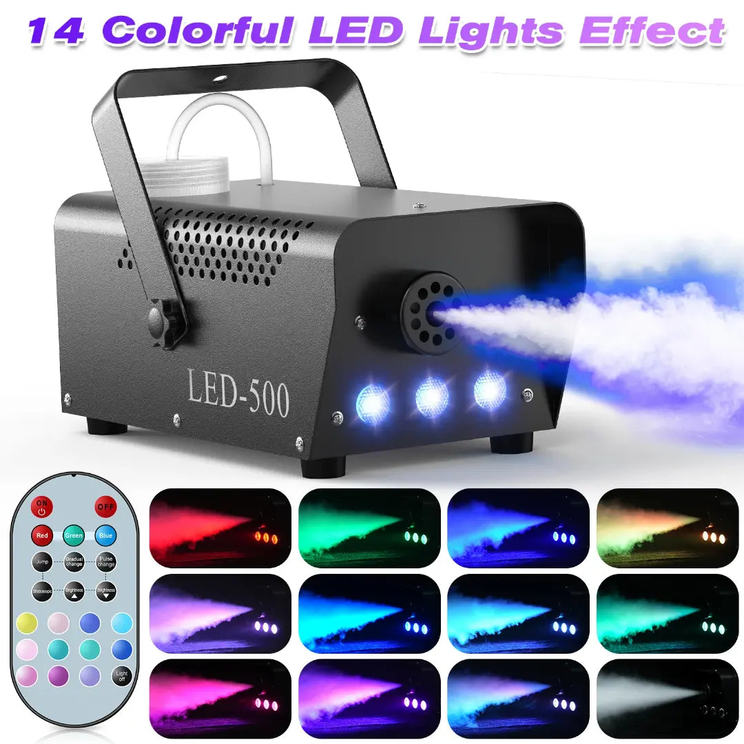 U'King Smoke Machine with RGB LED Lights and Remote Control for Party, DJ, Disco, and Halloween