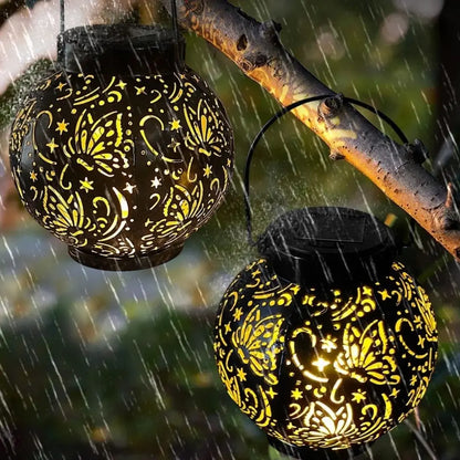 Lumora Solar Garden Lanterns - Elegant Outdoor Hanging Lights with Decorative Pattern