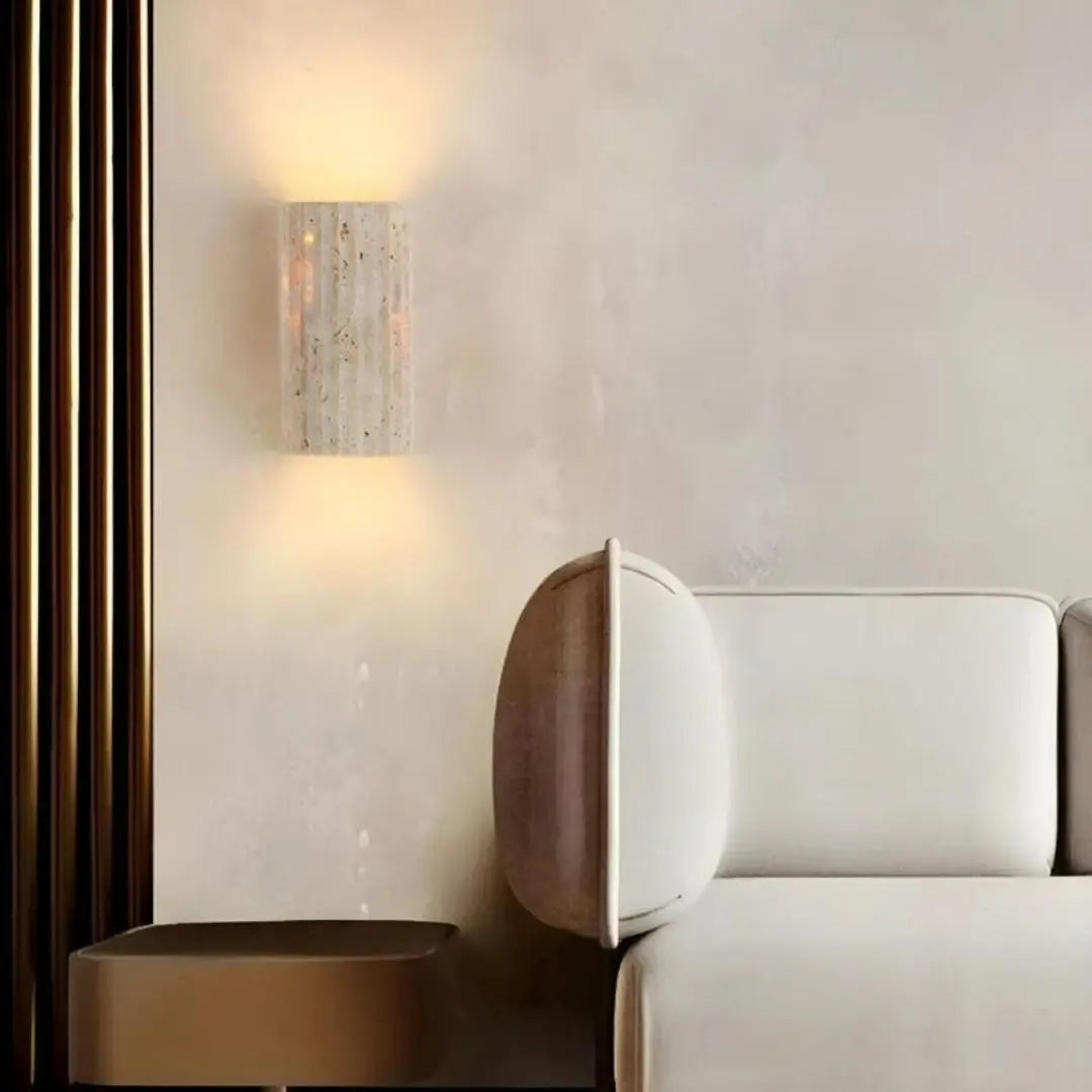 Natural Stone Wall Lamp - Raw Elegance with Warm LED Ambience