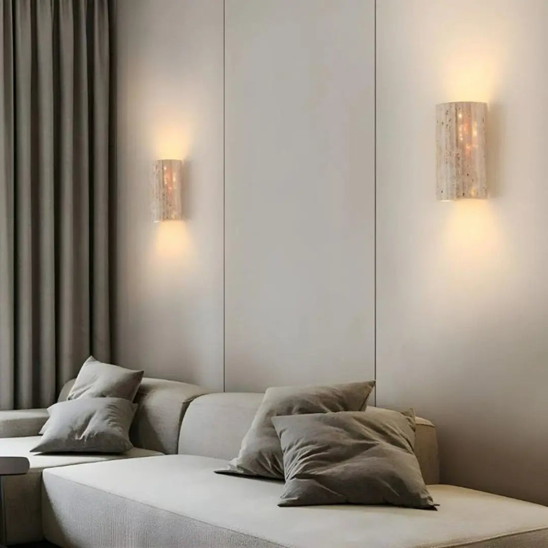 Natural Stone Wall Lamp - Raw Elegance with Warm LED Ambience
