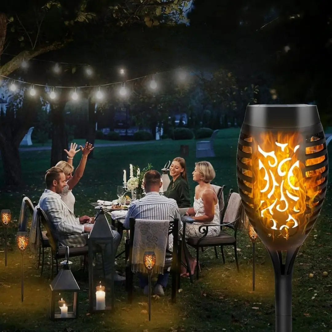 FlameGlow Solar Torch Lights - Flickering Flame Effect Garden Lamps