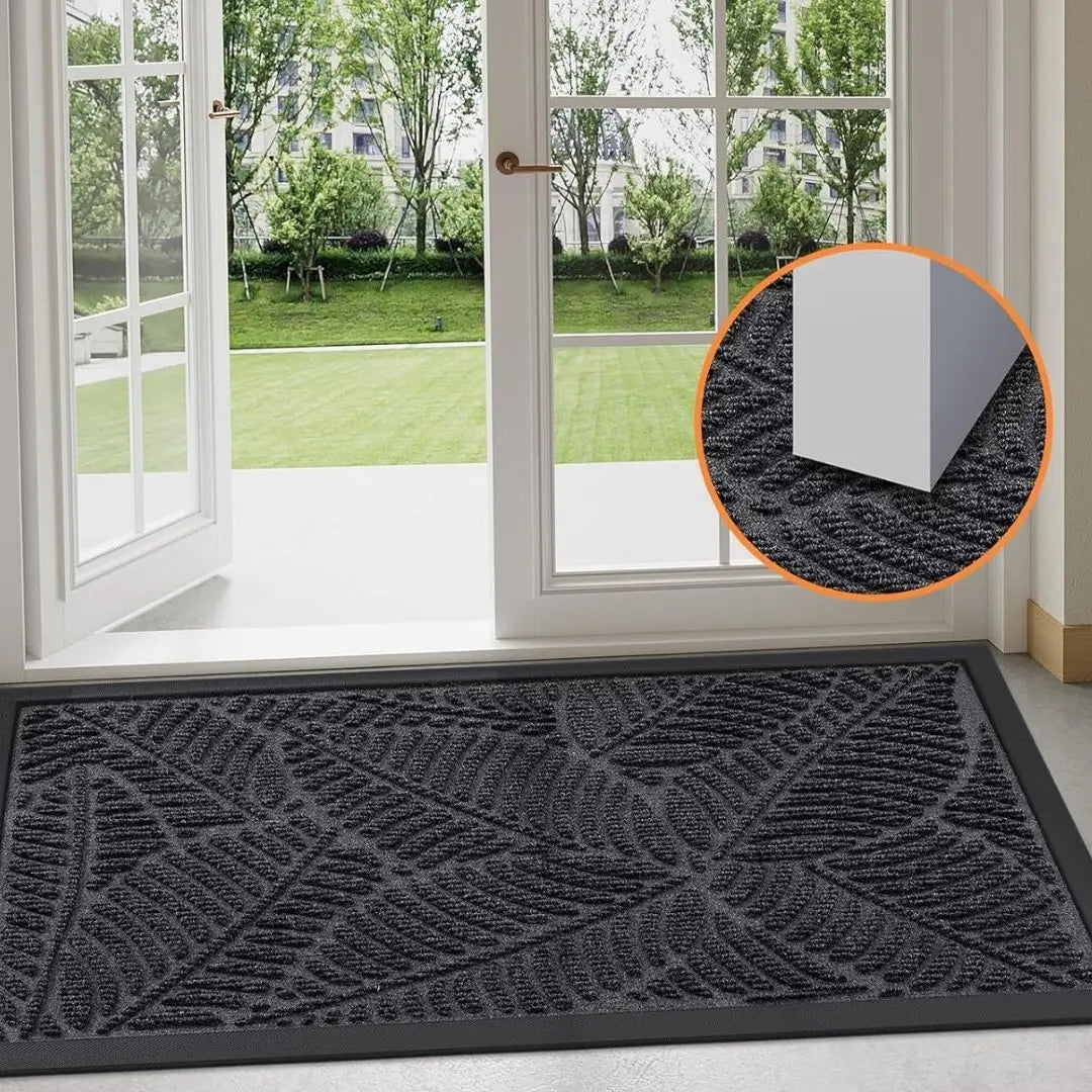 HomaxyGuard Outdoor Dirt Trapper Mat - Heavy-Duty Rubber Backed Mat for Front Door and Garden