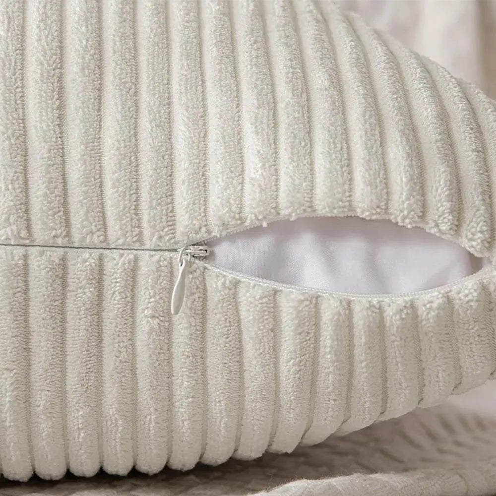 Set of 2 Corduroy Cushion Covers – Soft Striped Pillowcases