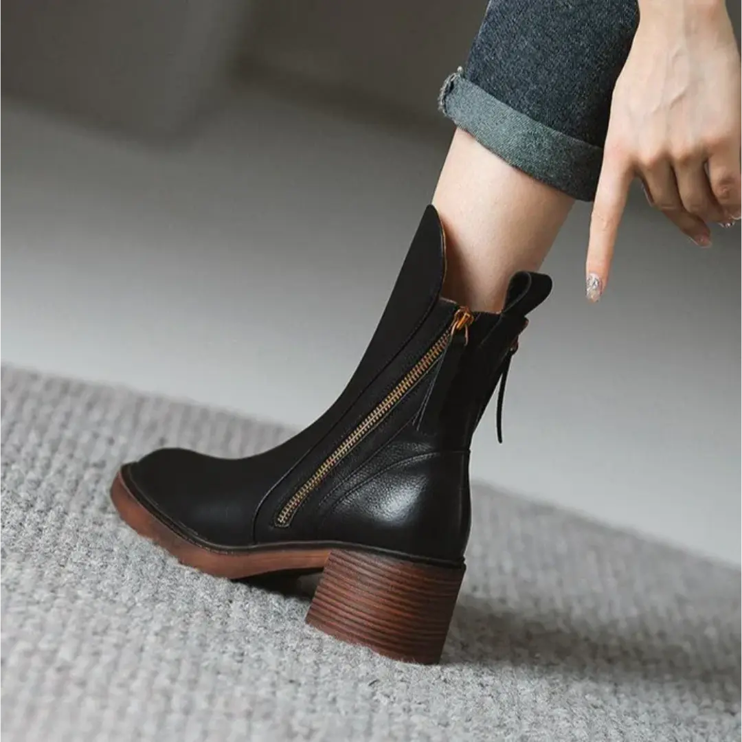 Monroe Leather Zip Ankle Boots