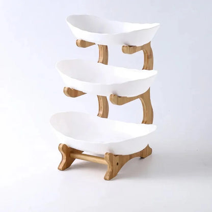 2/3 Tier Wooden Fruit and Vegetable Basket with Wooden Legs