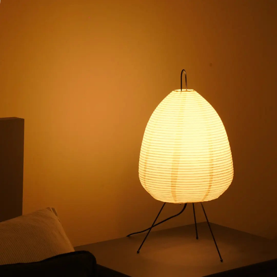 Wabi Sabi Paper Lamp - Minimalist Rice Paper Shade with Warm Ambient Glow