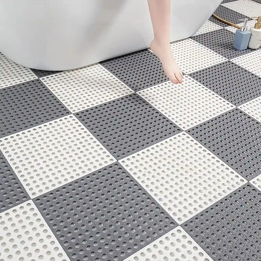 Waterproof Splicing Shower Floor Mats - Anti-Slip Interlocking Tiles