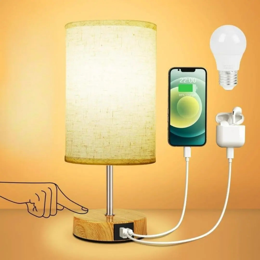 Suraight Touch Bedside Lamp - 3-Way Dimmable with USB Charging