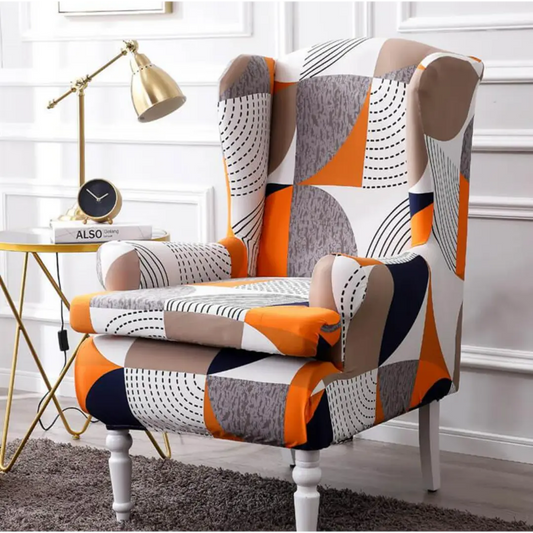 Velora 2-Piece Wingback Chair Covers - Stretch Jacquard Slipcover with Cushion Cover