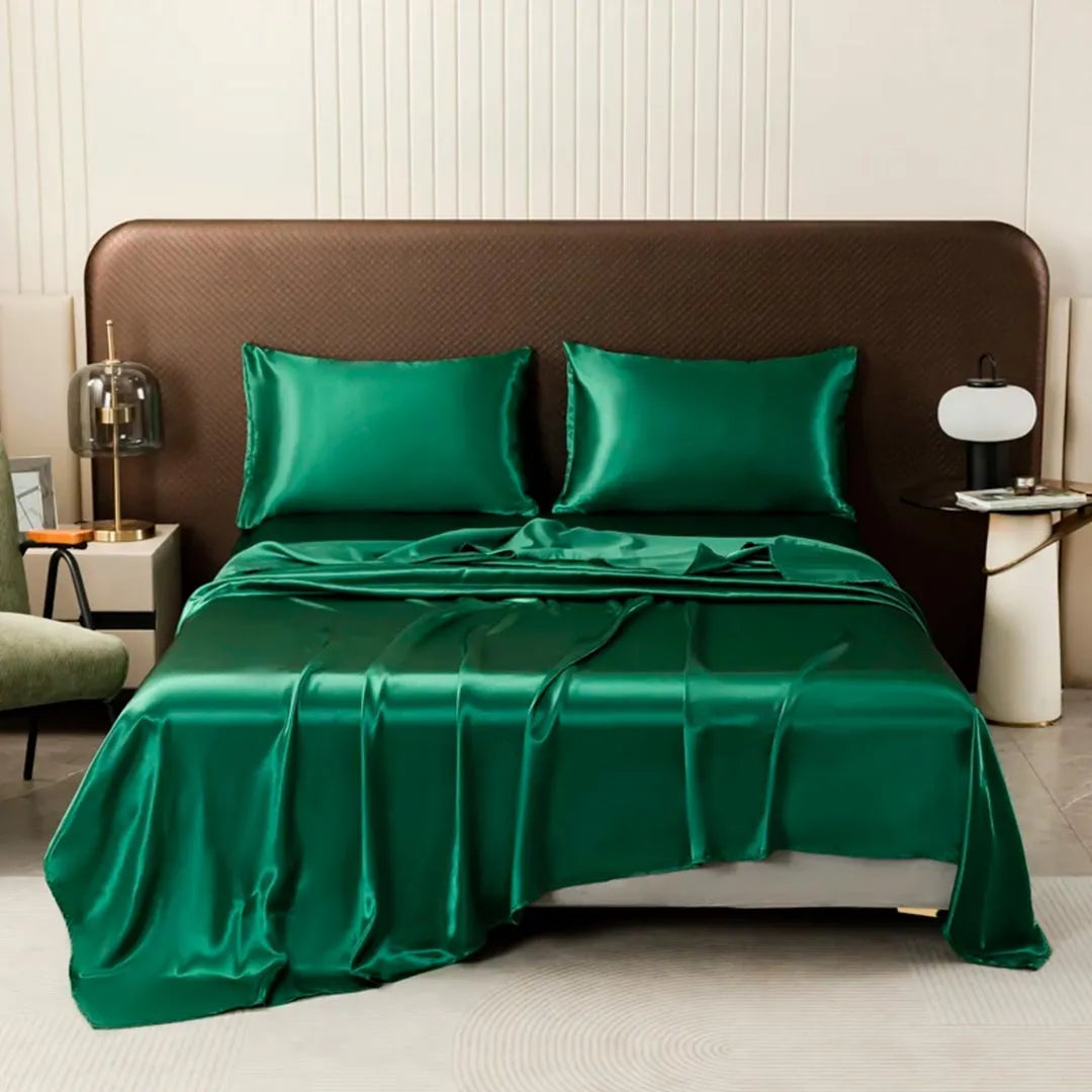 Satin Silk Bed Sheet Set with Pillowcases
