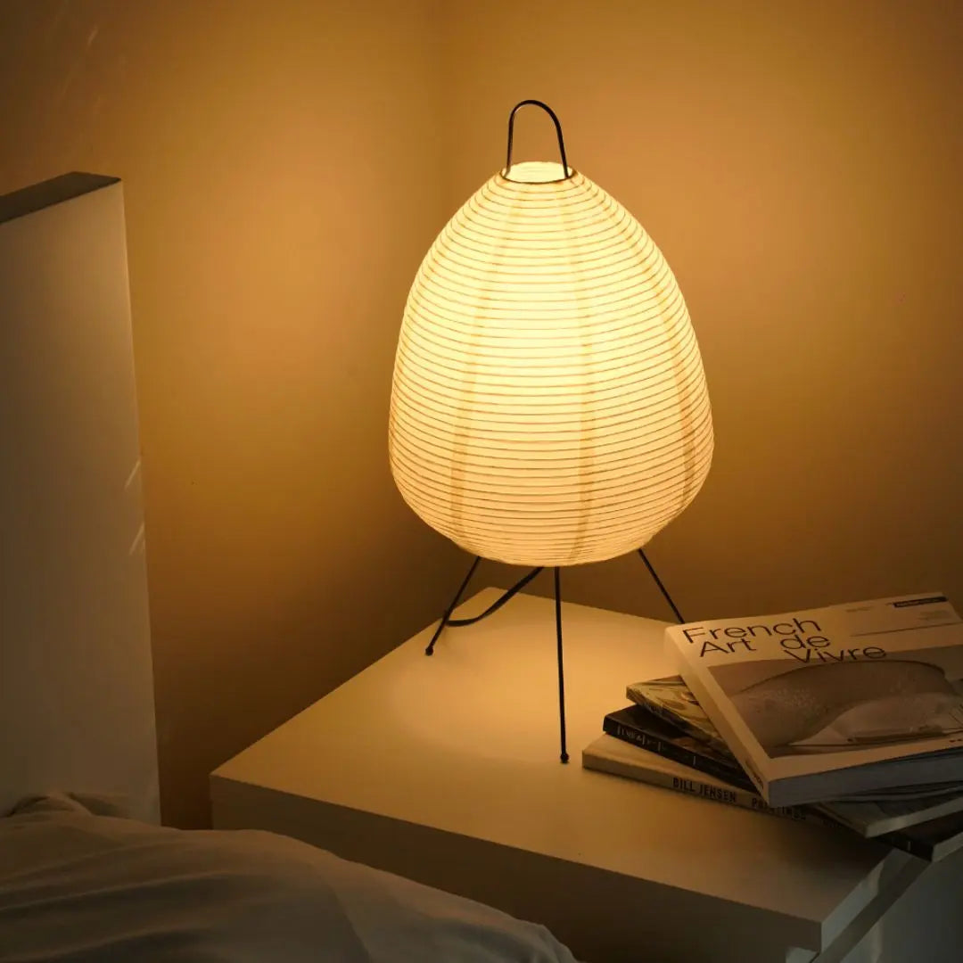 Wabi Sabi Paper Lamp - Minimalist Rice Paper Shade with Warm Ambient Glow