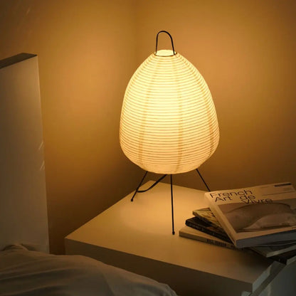 Wabi Sabi Paper Lamp - Minimalist Rice Paper Shade with Warm Ambient Glow