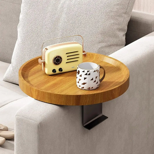 Novatra Adjustable Round Couch Arm Table - Space-Saving Sofa Armrest Tray with Non-Slip Design