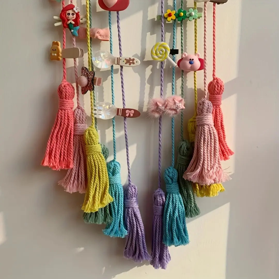 Bohemian Rainbow Wall Hanging - Handcrafted Macrame with Tassels