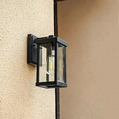 Outdoor Wall Light - Modern Black Lantern Exterior Light for Front Door and Garden