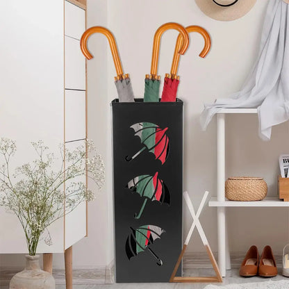 Metal Umbrella Holder Stand - Waterproof Organizer with 4 Hanging Hooks