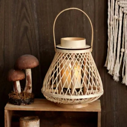 Rattan Lantern Candle Lights - Rustic Weave Charm with a Flameless Glow