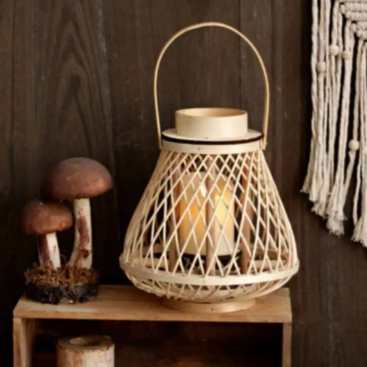 Rattan Lantern Candle Lights - Rustic Weave Charm with a Flameless Glow