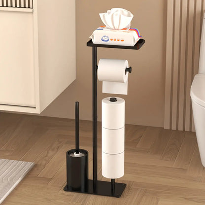 Freestanding Toilet Roll Holder with Storage - Modern Bathroom Organizer