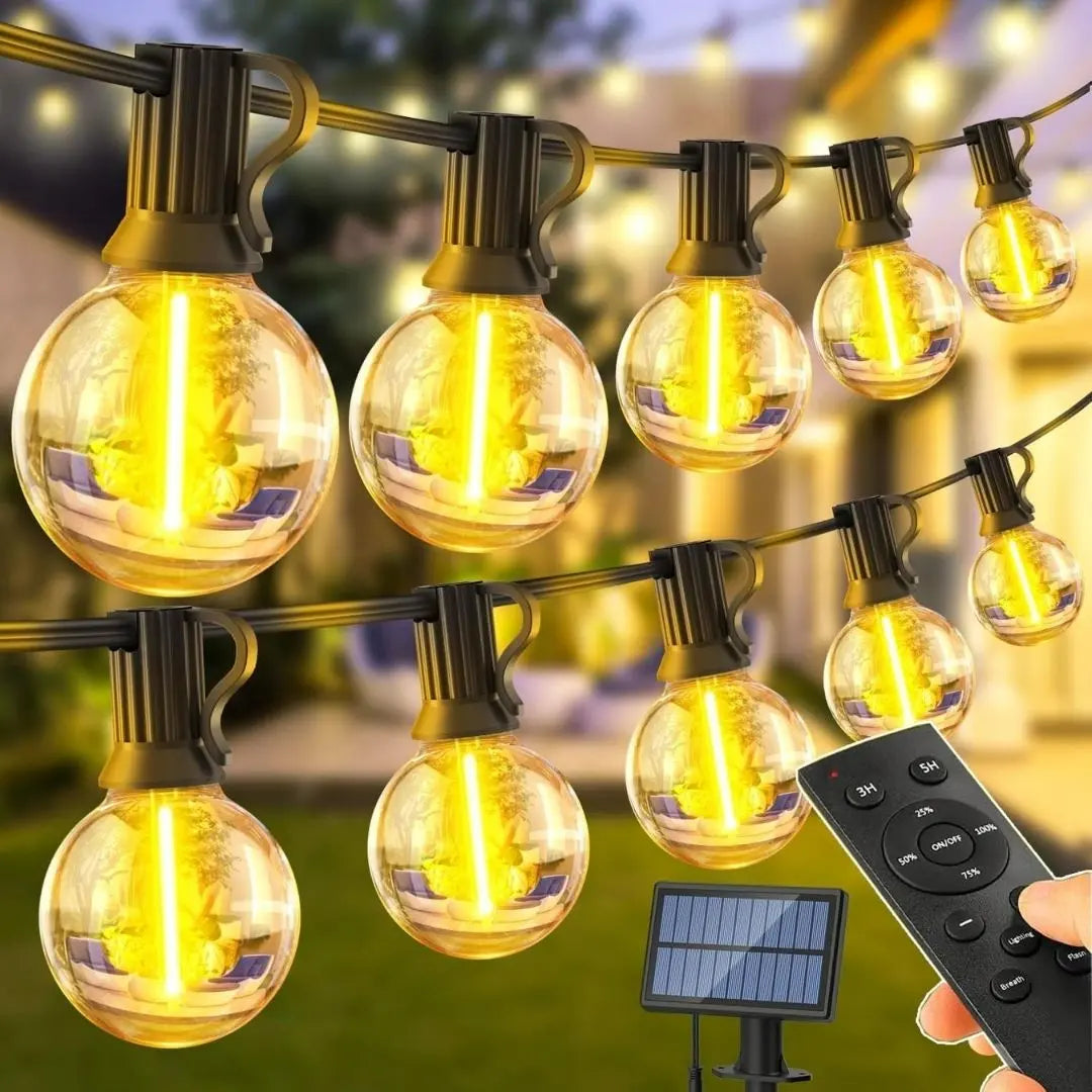 FestoonGlow Solar String Lights – Waterproof Edison Bulb Outdoor Lighting with Remote Control