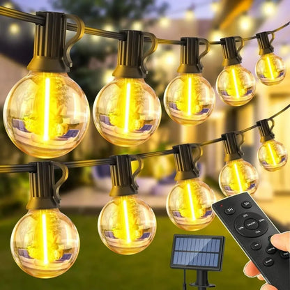 FestoonGlow Solar String Lights – Waterproof Edison Bulb Outdoor Lighting with Remote Control