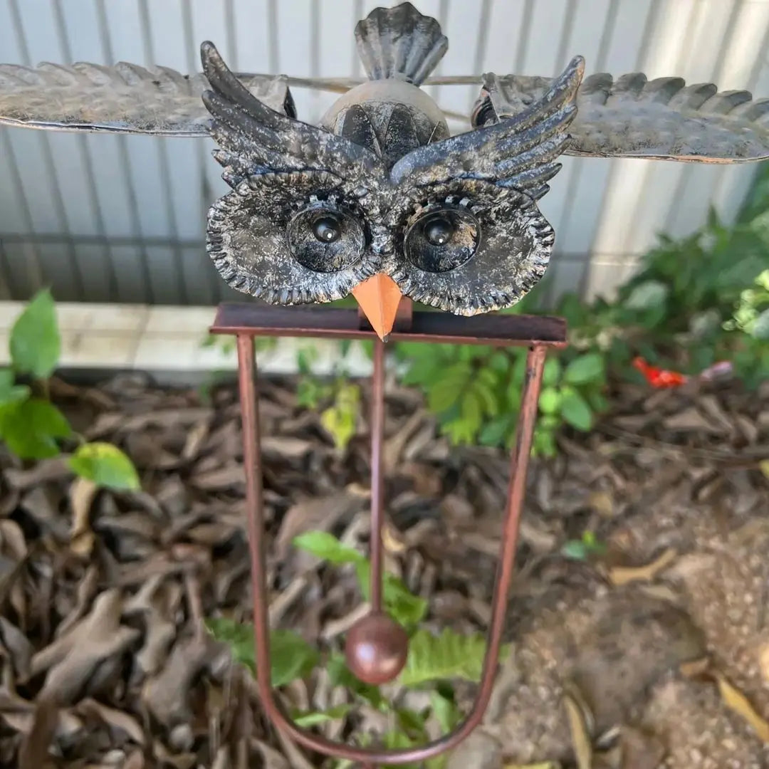 Garden Wind Spinner Metal Outdoor Ornament - Owl & Eagle Yard Decoration