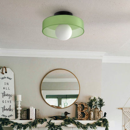 Modern Round Ceiling Light - Minimalist Glass LED Fixture with Customizable Colours