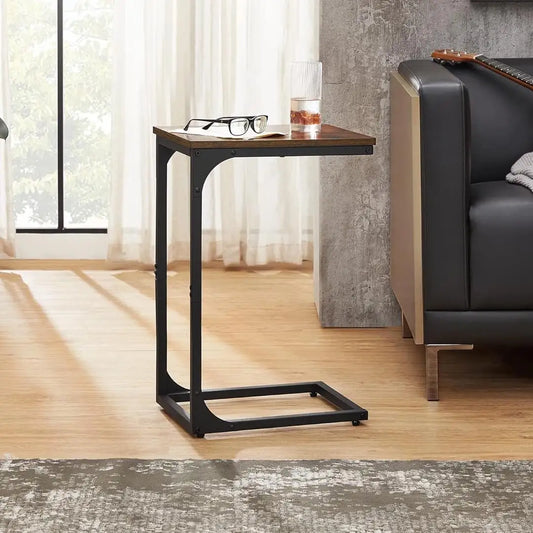 C-Shaped Coffee Table - Sofa Side Table, Bedside Table with Metal Frame