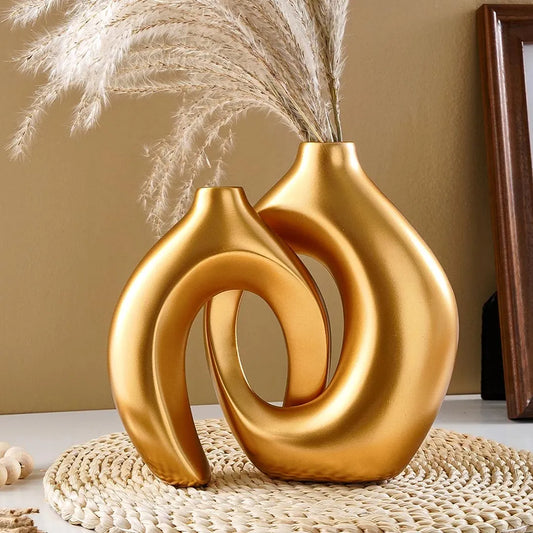2PCs Modern Ceramic Vase Set - Creative Couple