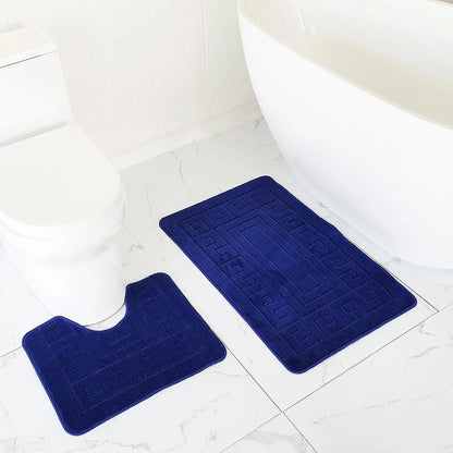 Luxury 2 Piece Greek Bathroom Mat Set - Non Slip, Soft, and Absorbent