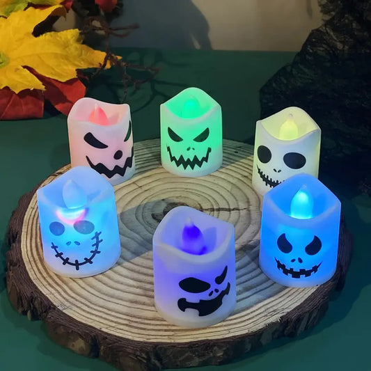 6 PCs Halloween LED Ghost Pumpkin Candle Light