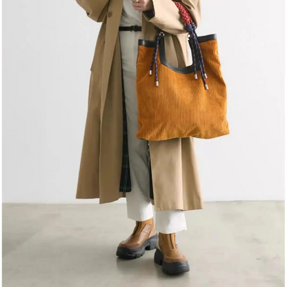 Cordelle – Corduroy Tote Bag Large Capacity Shopper with Braided Handles