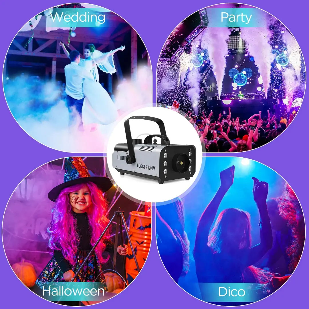 1200W Fog Machine with RGB LED Lights and Remote Control for Halloween