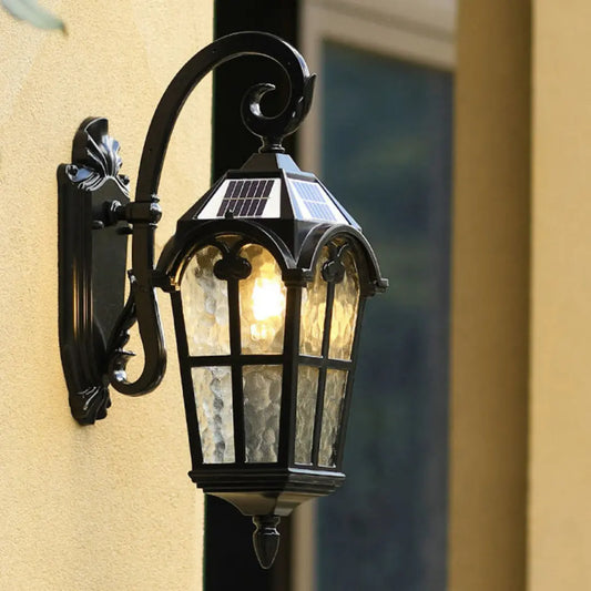 Rovira Ancient Rome Solar Outdoor Wall Light - Waterproof Vintage Sconce with Remote and E27 Bulb