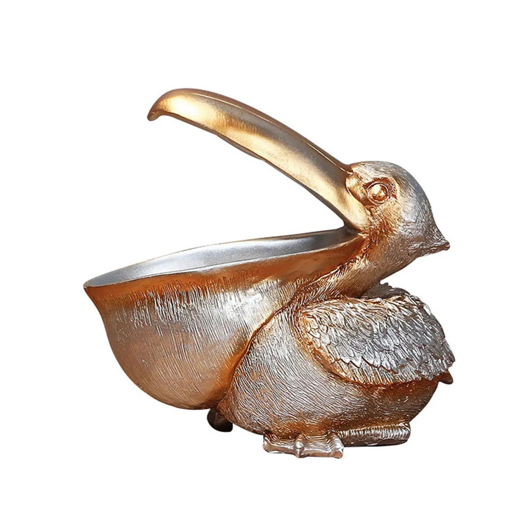 Pelican Birds Figurine - Resin Desktop Organizer and Decorative Candy Dish